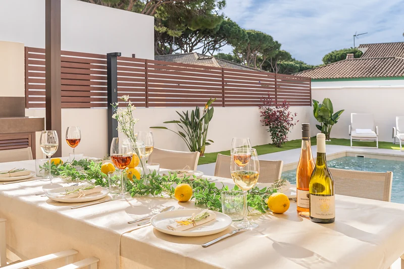 Table set under the pergola