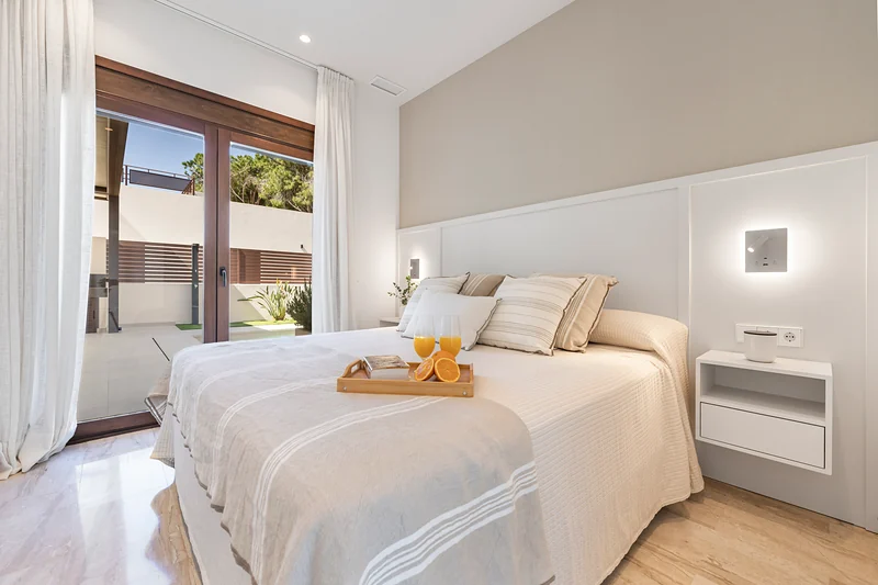 Bedroom with breakfast tray