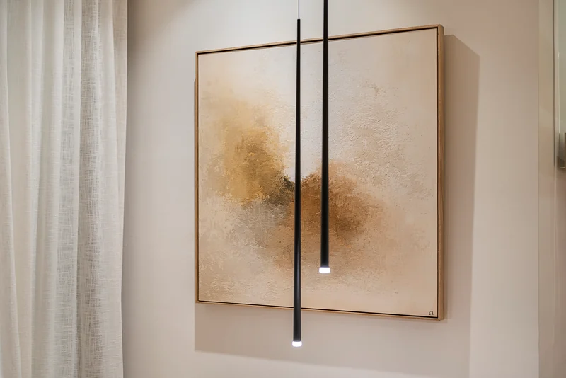 Painting and lamp in detail