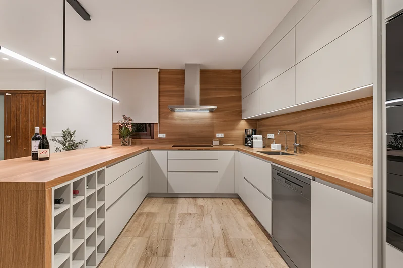 Kitchen with wine rack