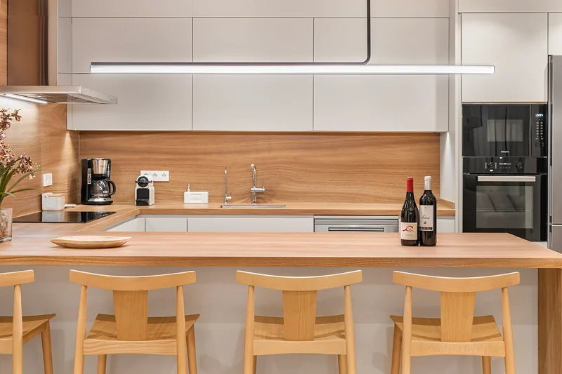 Counter with bar stools